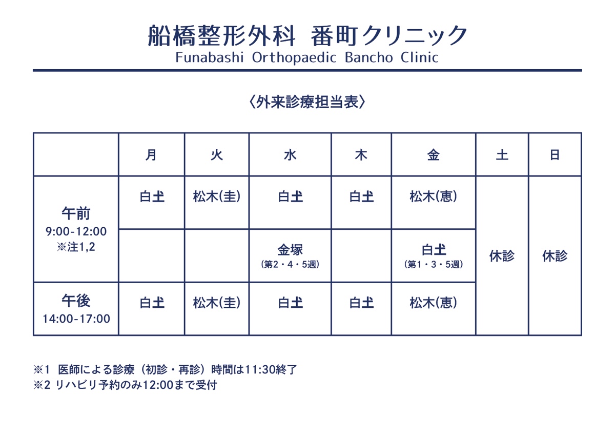 外来診療担当表