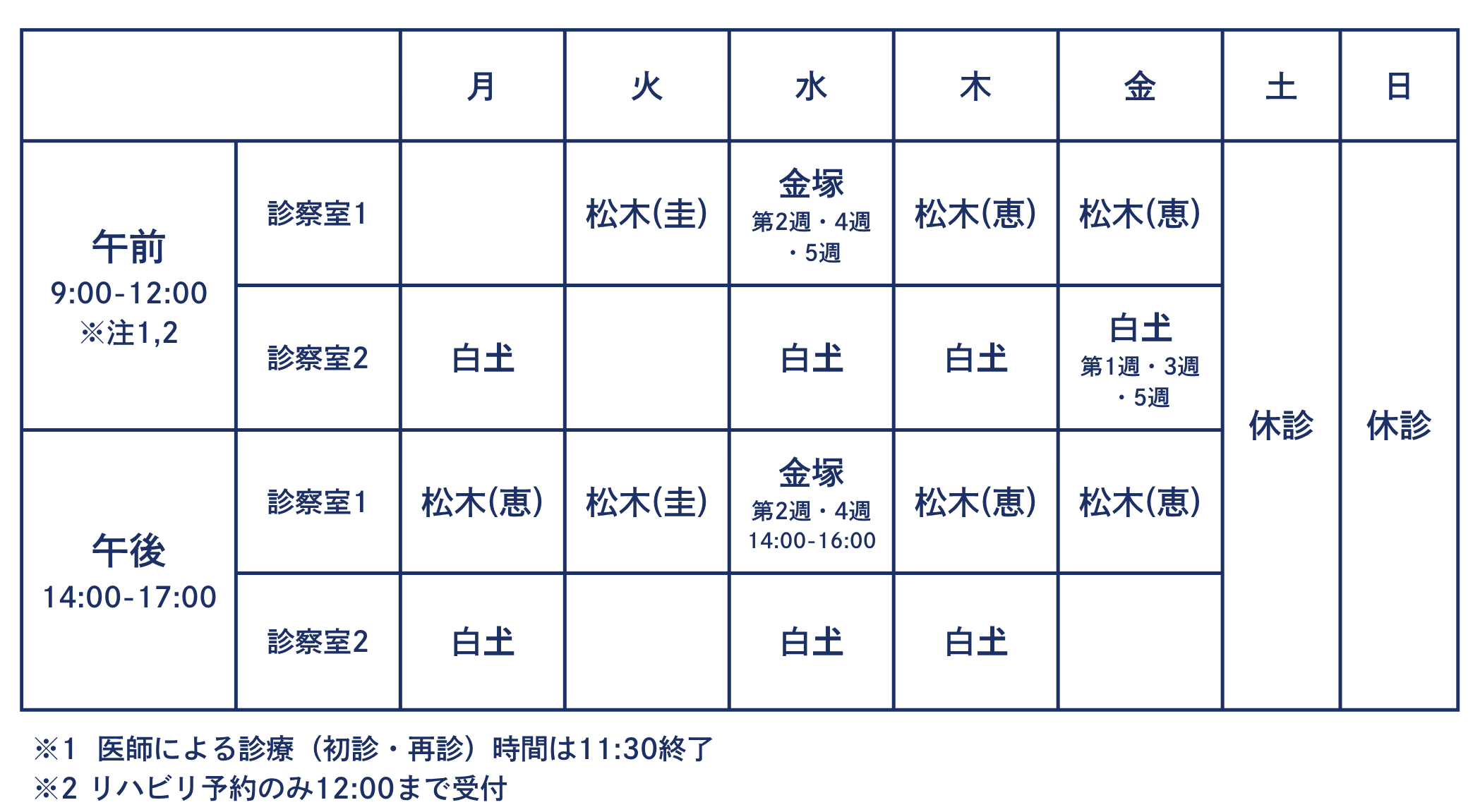 外来診療担当表（2026年9月1日改定）
